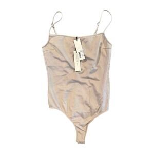 Fleur du Mal Champagne Bodysuit Size M NWT Adjustable Straps Thong Back Lingerie